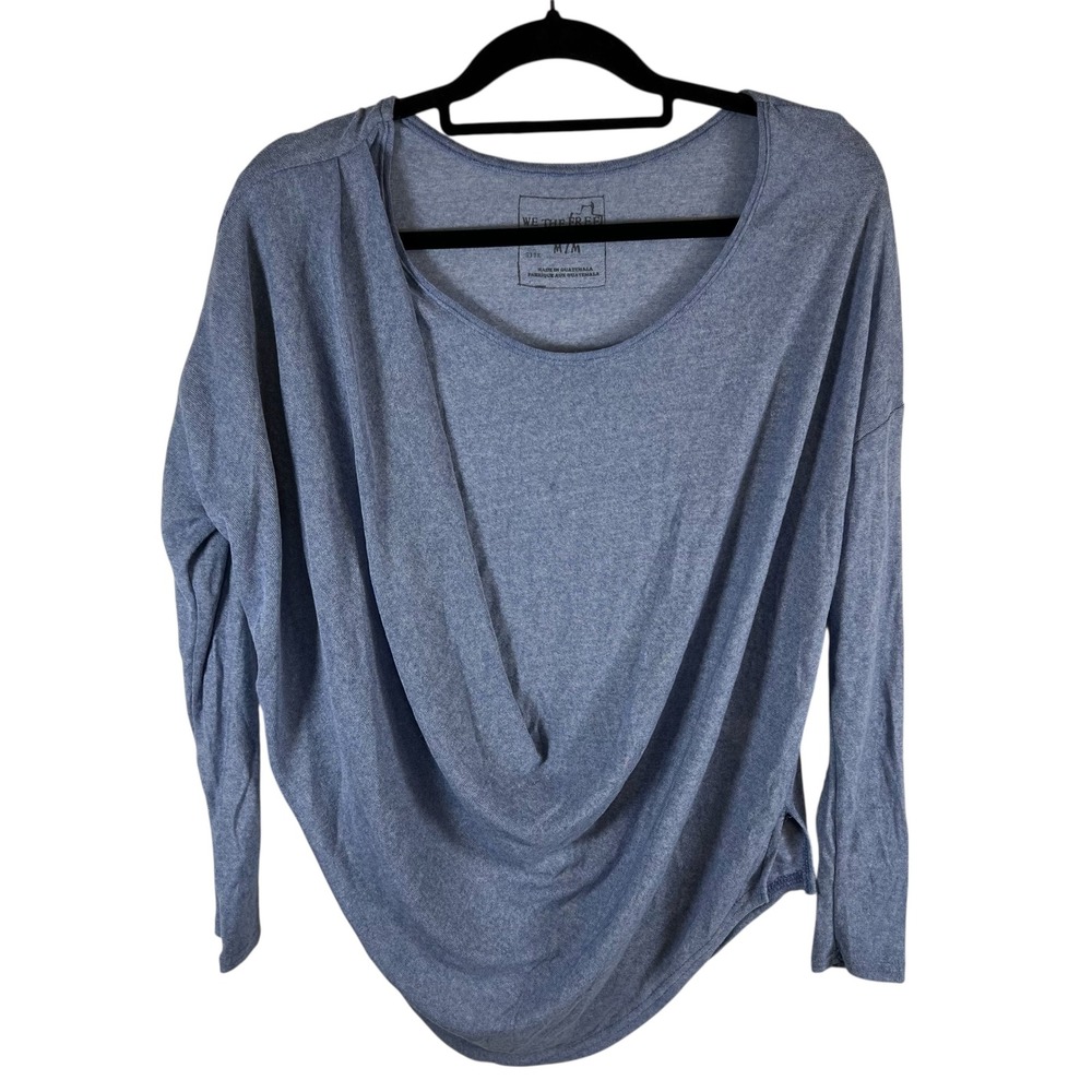 We The Free Free People Blue Draped Slouchy Long Sleeve Top Womens Medium‎ Boho